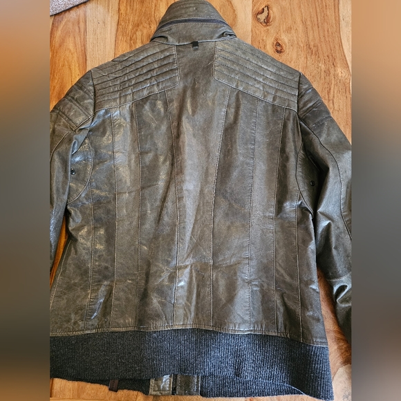 Rudsak Charcoal green leather coat - Picture 3 of 7